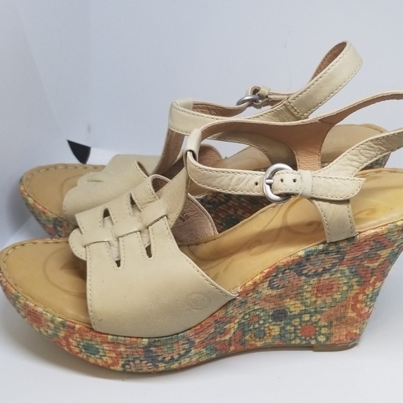 Born Rebecka natural wedge sandals 9/40.5 - Picture 3 of 6
